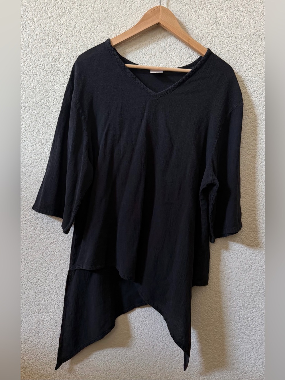 Oh My Gauze Florida 2 (US L/XL) 12-14 100% Cotton Asymmetric Tunic Top Black